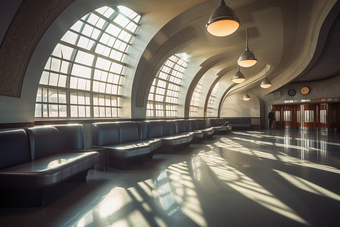 火车站未来主义艺术装饰室内阳光