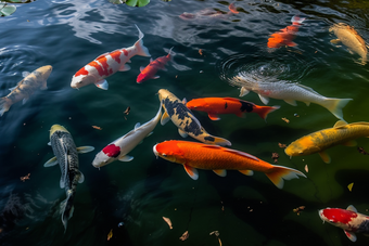 锦鲤鱼清澈的湖水动物池塘观赏摄影图16