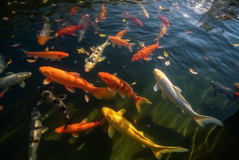 锦鲤鱼清澈的湖水动物池塘观赏摄影图10