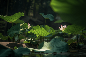 荷叶荷花池塘小溪植物水面摄影图3