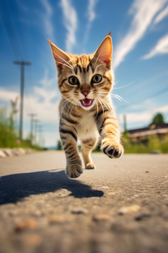 猫宠物晴朗的天气奔跑摄影图31