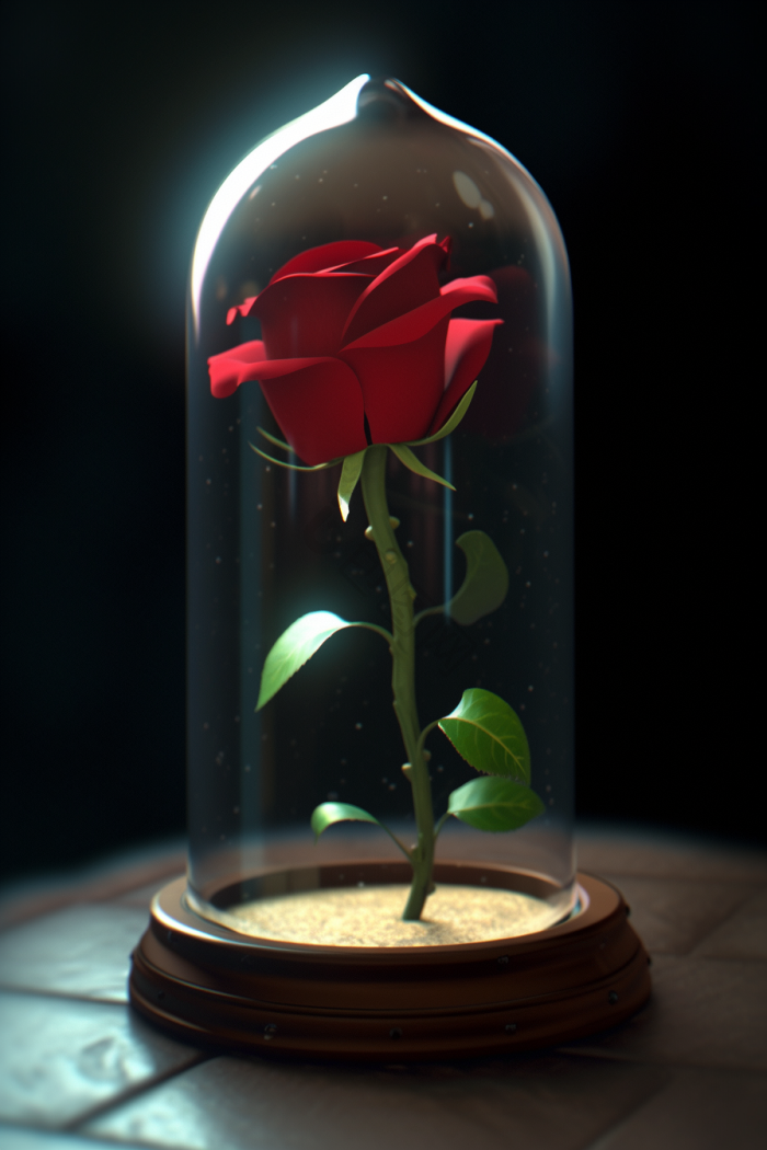 小王子玻璃罩玫瑰花插画