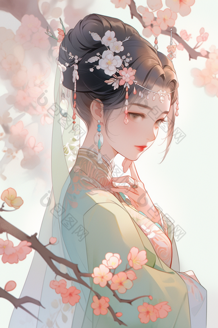 国风女孩古风汉服插画图片-包图网