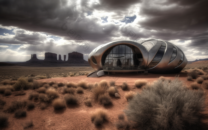 沙漠房屋现代建筑未来建筑沙漠建筑荒漠摄影图12