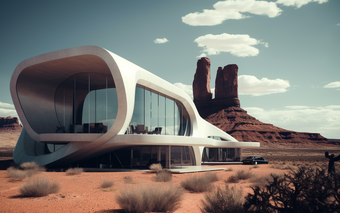 沙漠房屋现代建筑未来建筑沙漠建筑荒漠摄影图5