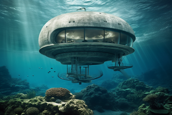 海底现代建筑未来建筑科幻房屋世界科幻建筑