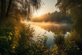 湖面湖水日出大自然摄影生态环境摄影图13