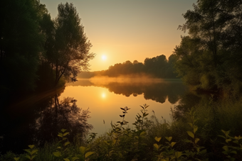 湖面湖水日出大自然摄影生态环境摄影图7