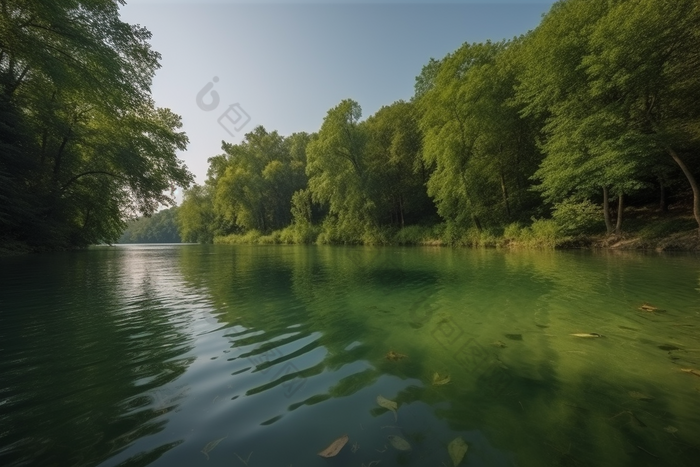 夏日午后湖面态环境自然植物湖水