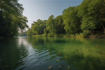 夏日午后<strong>湖面</strong>态环境自然植物湖水