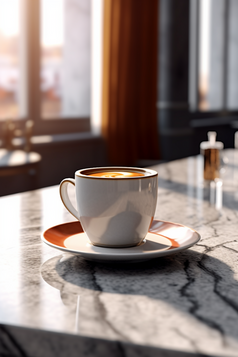咖啡马克杯大理石花纹窗台饮料摄影图8