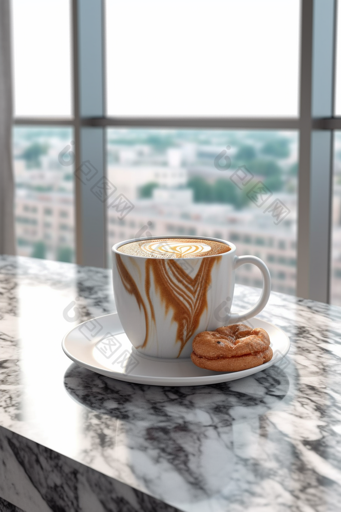 咖啡马克杯大理石花纹窗台饮料摄影图7