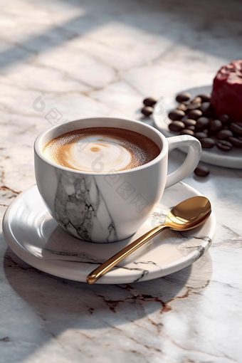 咖啡马克杯大理石花纹窗台饮料摄影图15