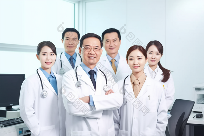医生团队诊所半身合影摄影图图片-包图网