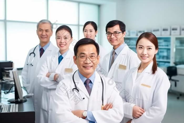 医生团队诊所半身合影摄影图图片-包图网