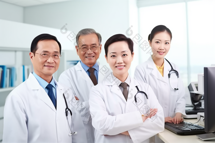 医生团队诊所半身合影摄影图图片-包图网