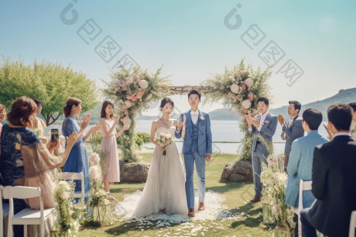 浪漫的户外婚礼庆祝图片-包图网