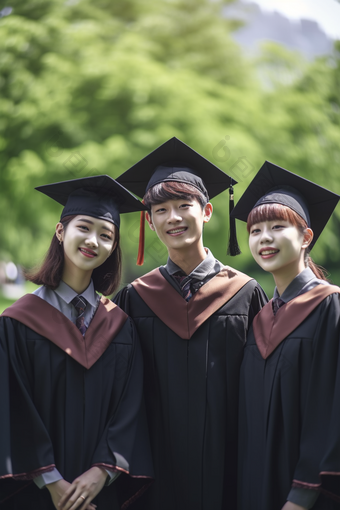 大学校园毕业照合影学生校园生活学士服