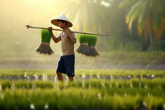 农民种植稻田收获丰收摄影图16