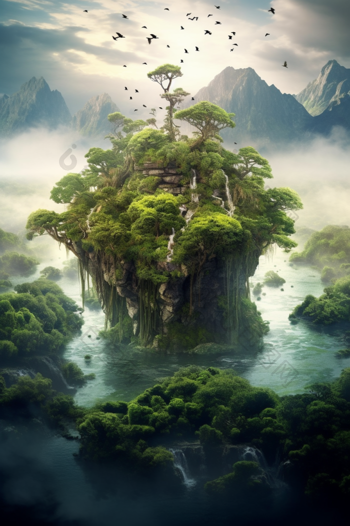 世界树图宏大的界树插画群山原画行高清图片下载-包图网