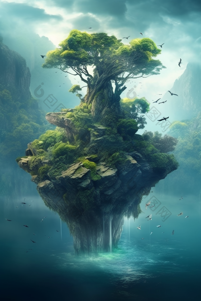 世界树图宏大的界树插画云朵插画行高清图片下载-包图网