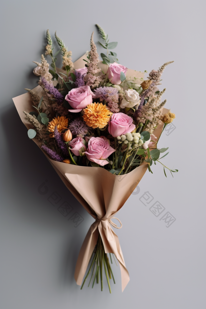 一束鲜花纸质手捧花png下载-包图网