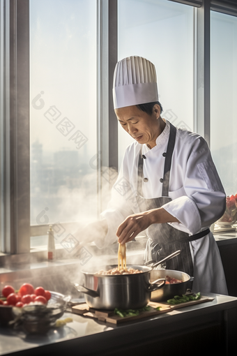 男人厨房做饭烹饪家务制作围裙