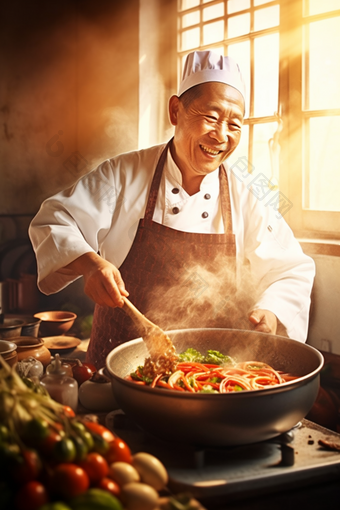 男人厨房做饭烹饪家务菜肴碗筷