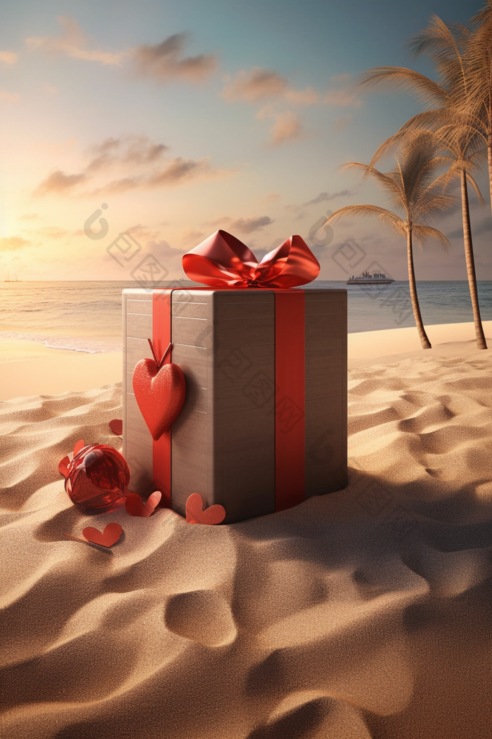 沙滩礼物包装盒浪漫海滩礼品