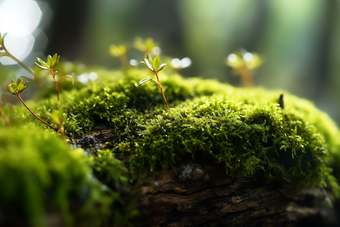 台阶上的青苔植物<strong>微生物</strong>碧绿