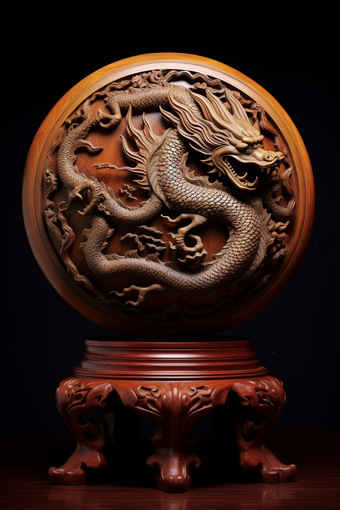 国潮国风胡桃<strong>木雕</strong>刻中国龙<strong>工艺品</strong>浮雕