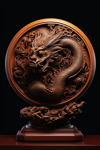 国潮国风胡桃<strong>木雕</strong>刻中国龙工艺品精致