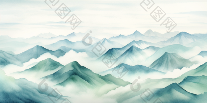山峰叠峦群山云雾插画原画行业高清图片下载-包图网