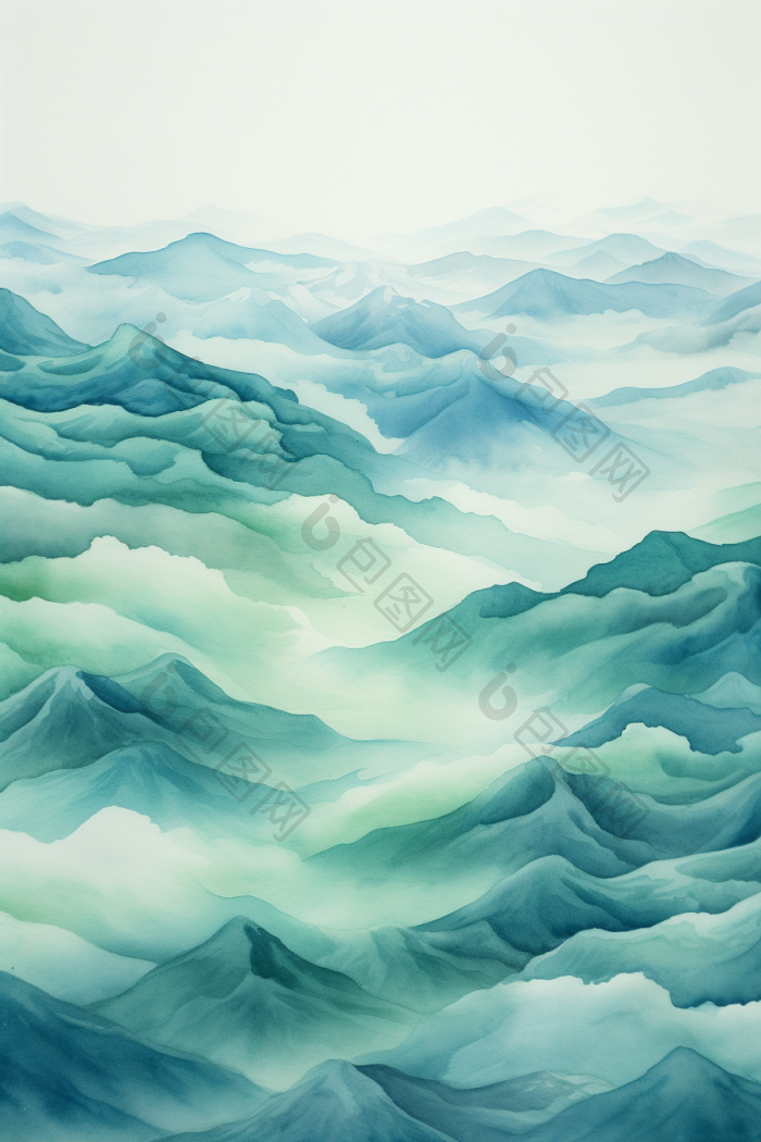 山峰叠峦群山云雾插画原画行业高清图片下载-包图网