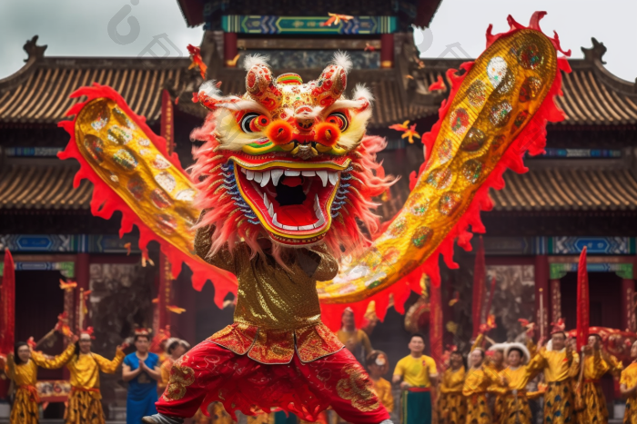 国潮国风舞龙舞狮传统艺术文化图片-包图网