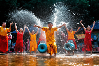 少数民族傣族泼水节洒水文化