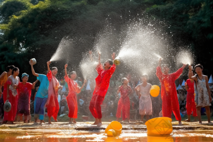 少数民族傣族泼水节洒水节日图片-包图网