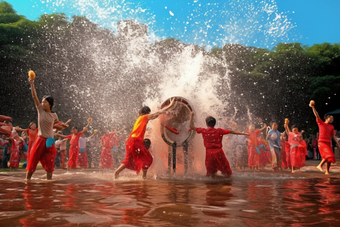 少数民族傣族泼水节洒水<strong>喜庆</strong>