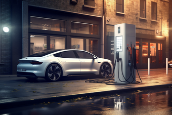 正在充电的新能源汽车桩科技感