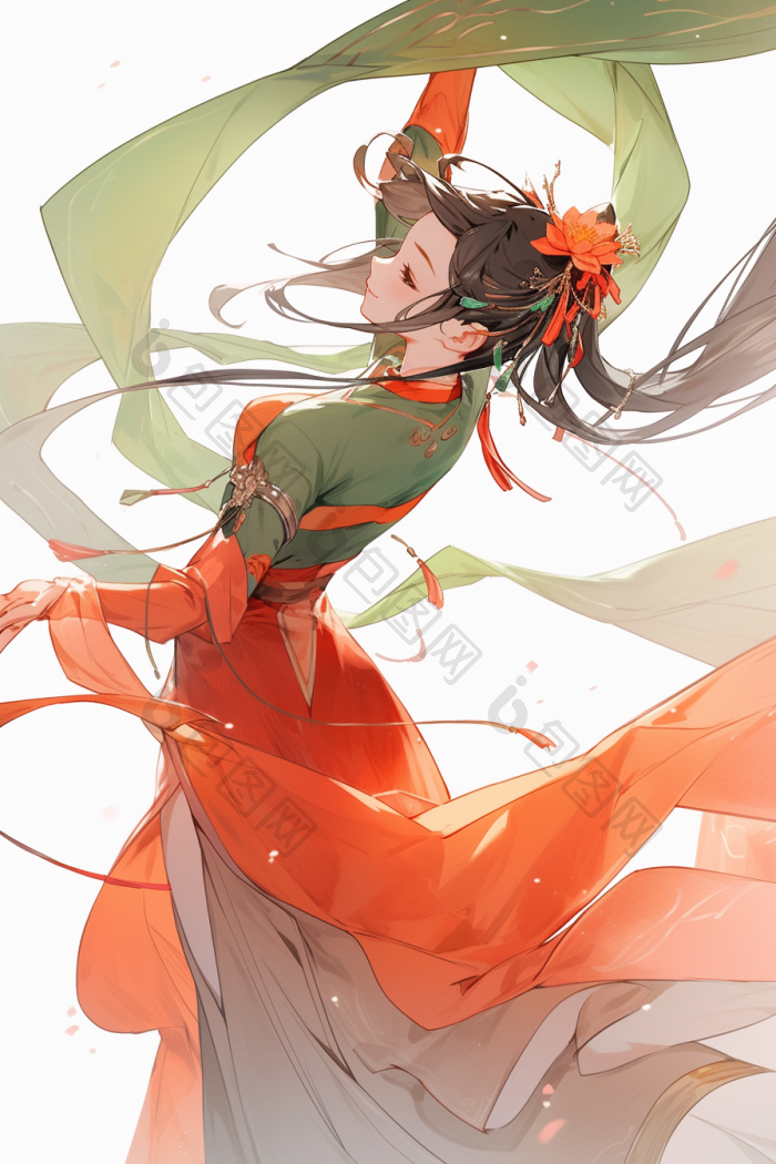 中国敦煌舞女跳舞插画国风高清图片下载-包图网