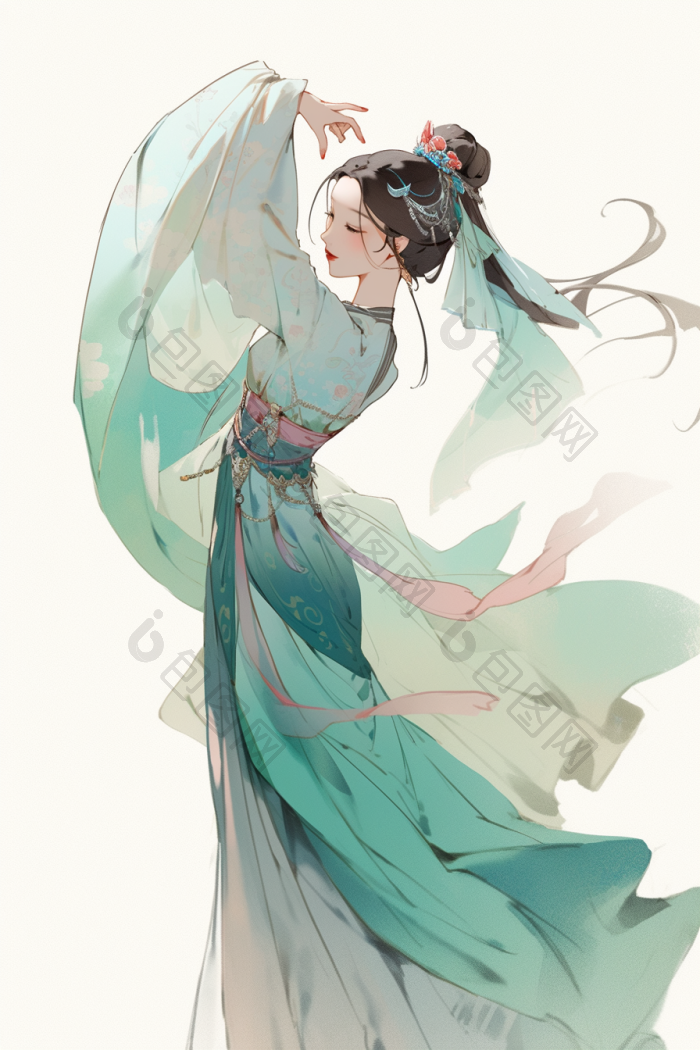 中国敦煌舞女跳舞插画国风高清图片下载-包图网
