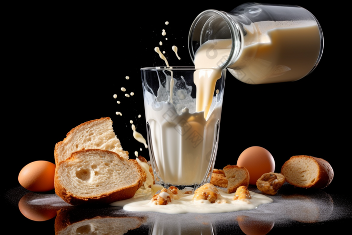 倒牛奶创意蛋白质西式早餐