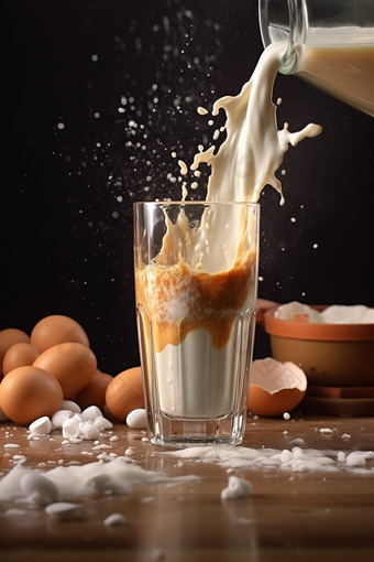 倒牛奶创意蛋白质早餐