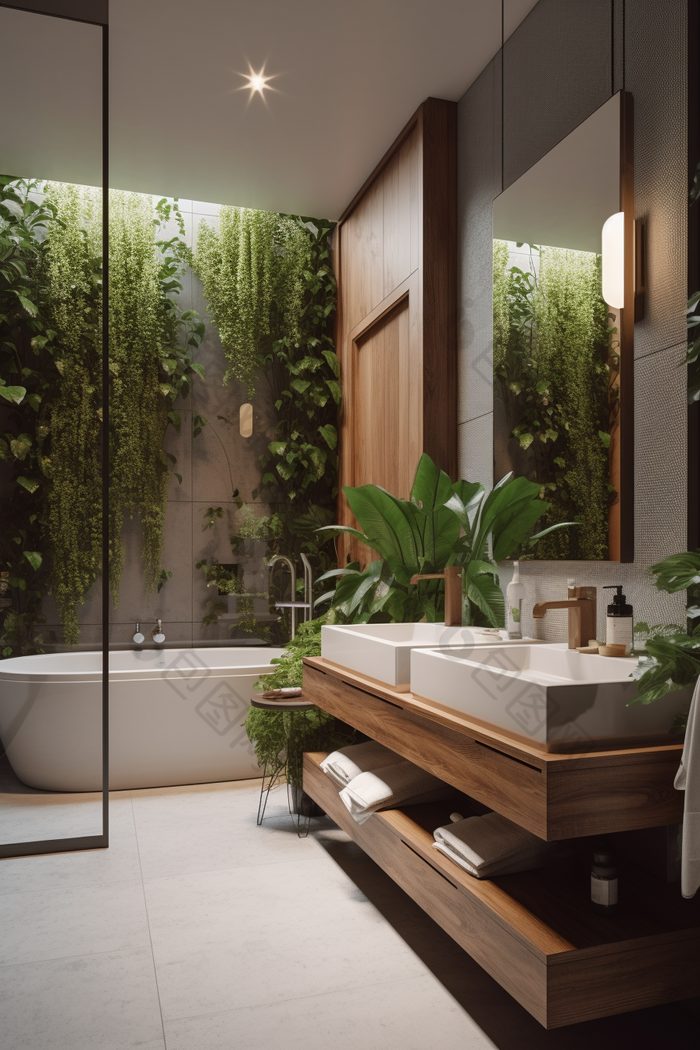 室内卫生间设计环境设计绿植