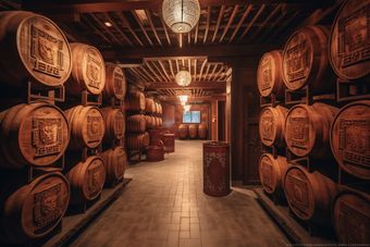 中国传统白酒酒窖古风室内图片