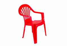 红色的塑料椅子白色背景