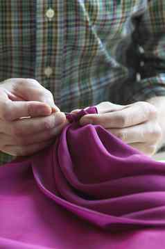 裁缝缝纫织物关闭手中期部分