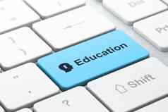 教育概念头锁眼教育电脑键盘背景