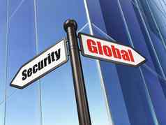 安全概念标志全球安全建筑背景