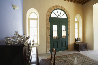 塞浦路斯入口大厅古董地中海小镇房子